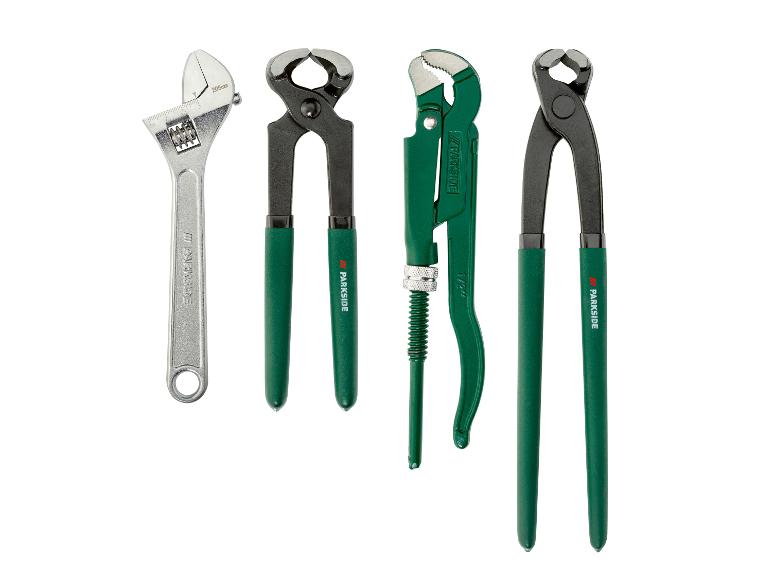 Klucz francuski, kombinerki i klucz rurkowy Parkside.