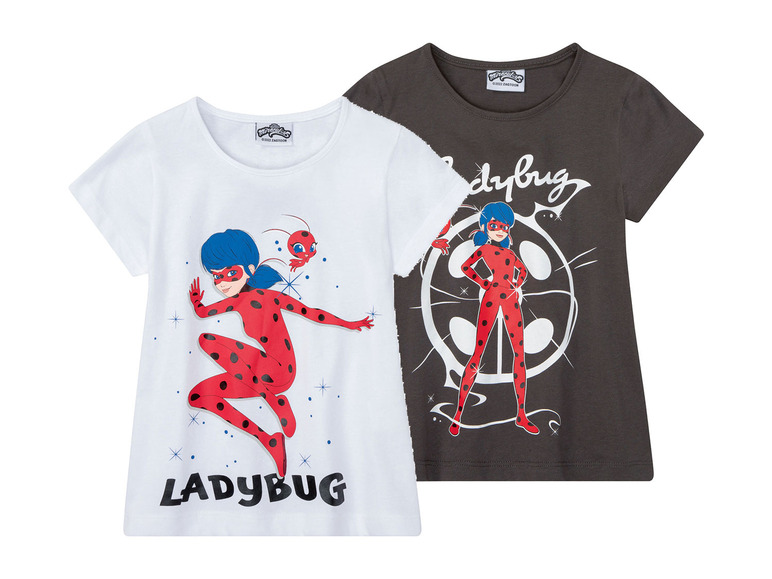 Pełny ekran: T-shirt dziewczęcy bawełniany, z bohaterami bajek, 2 sztuki - zdjęcie 8