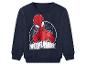 Granatowa bluza dziecięca z nadrukiem Spidermana i napisem „WEBBER WONDER”.