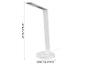 Biała lampka biurkowa LED z ładowarką bezprzewodową, wysokość ok. 82 cm.