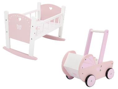 lupilu® Drewniana kołyska dla lalek / drewniany wózek dla lalek