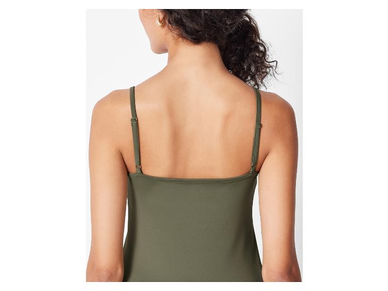 Zielonkawa oliwkowa sukienka kąpielowa, tył.