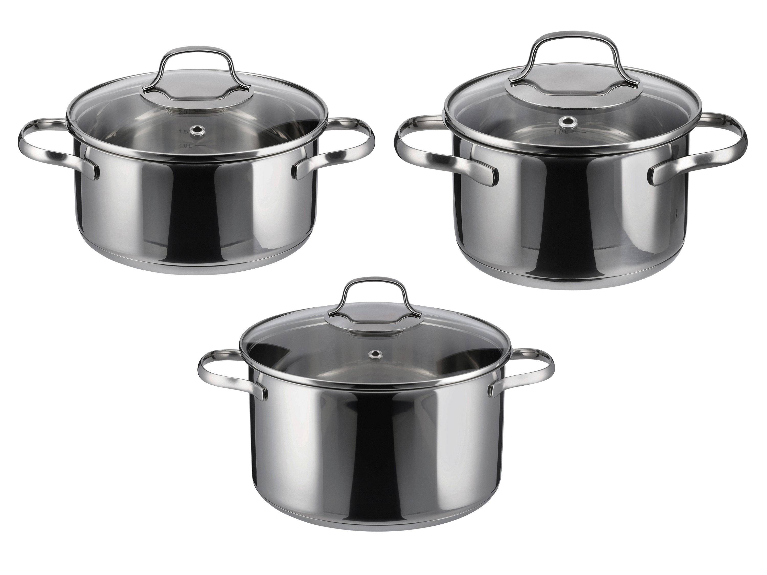 SILVERCREST® Zestaw 3 garnków z pokrywkami