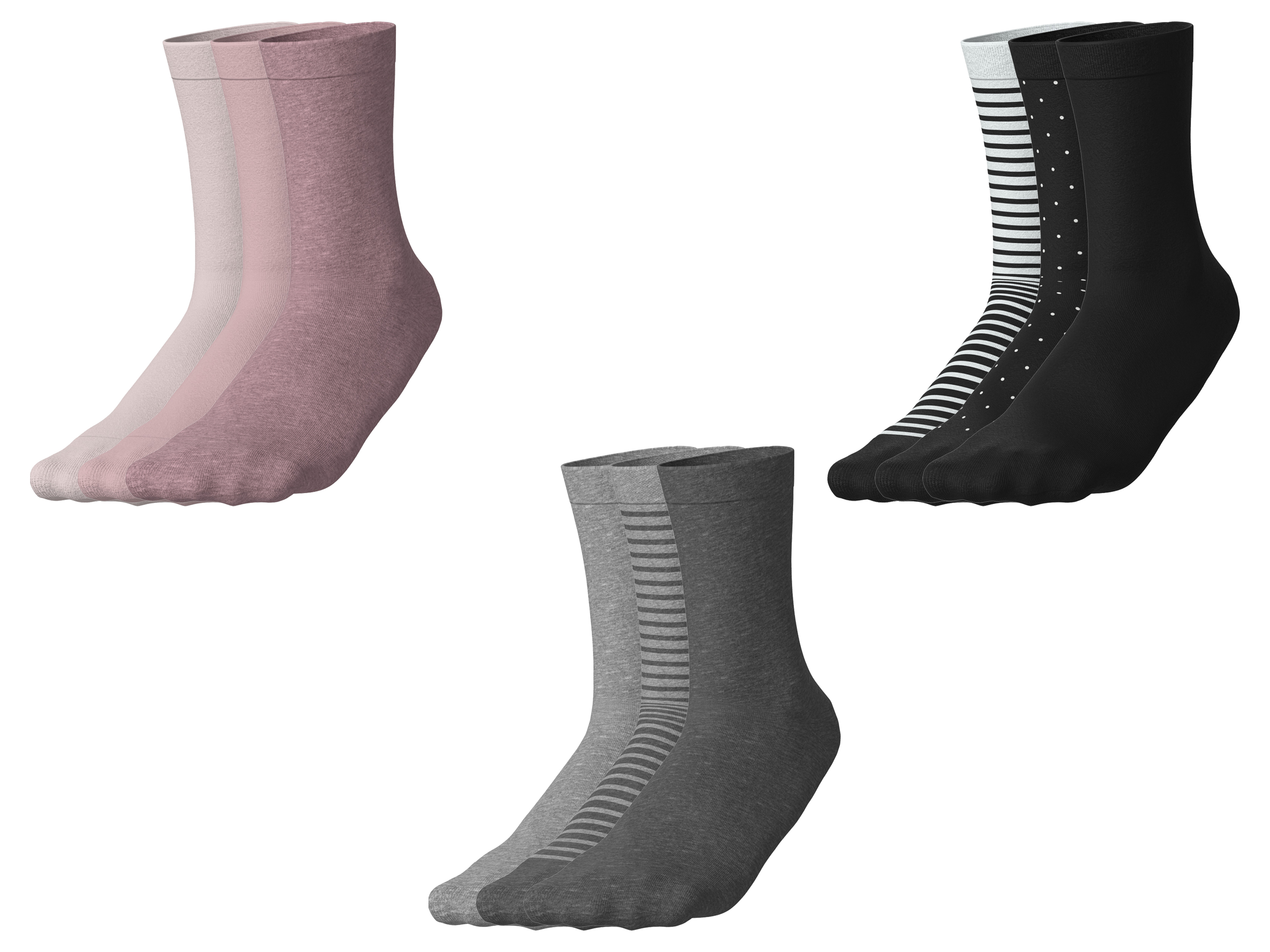 esmara® Skarpetki damskie z biobawełną, 3 pary