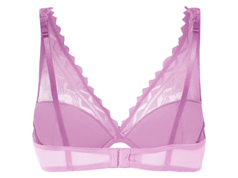 Fioletowy biustonosz z koronką.