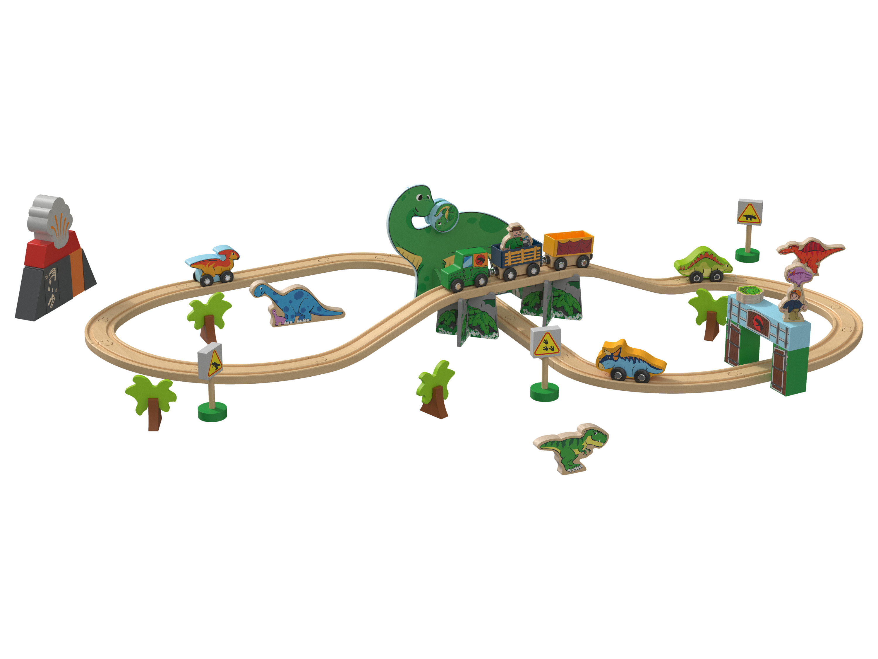 lupilu® Drewniana kolejka Farma / Dinozaury (Park dinozaurów)