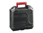 Czarna skrzynka narzędziowa Parkside z czerwoną rączką.