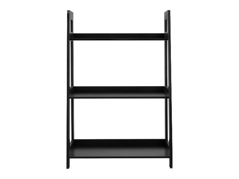 Czarna drewniana półka z trzema półkami.