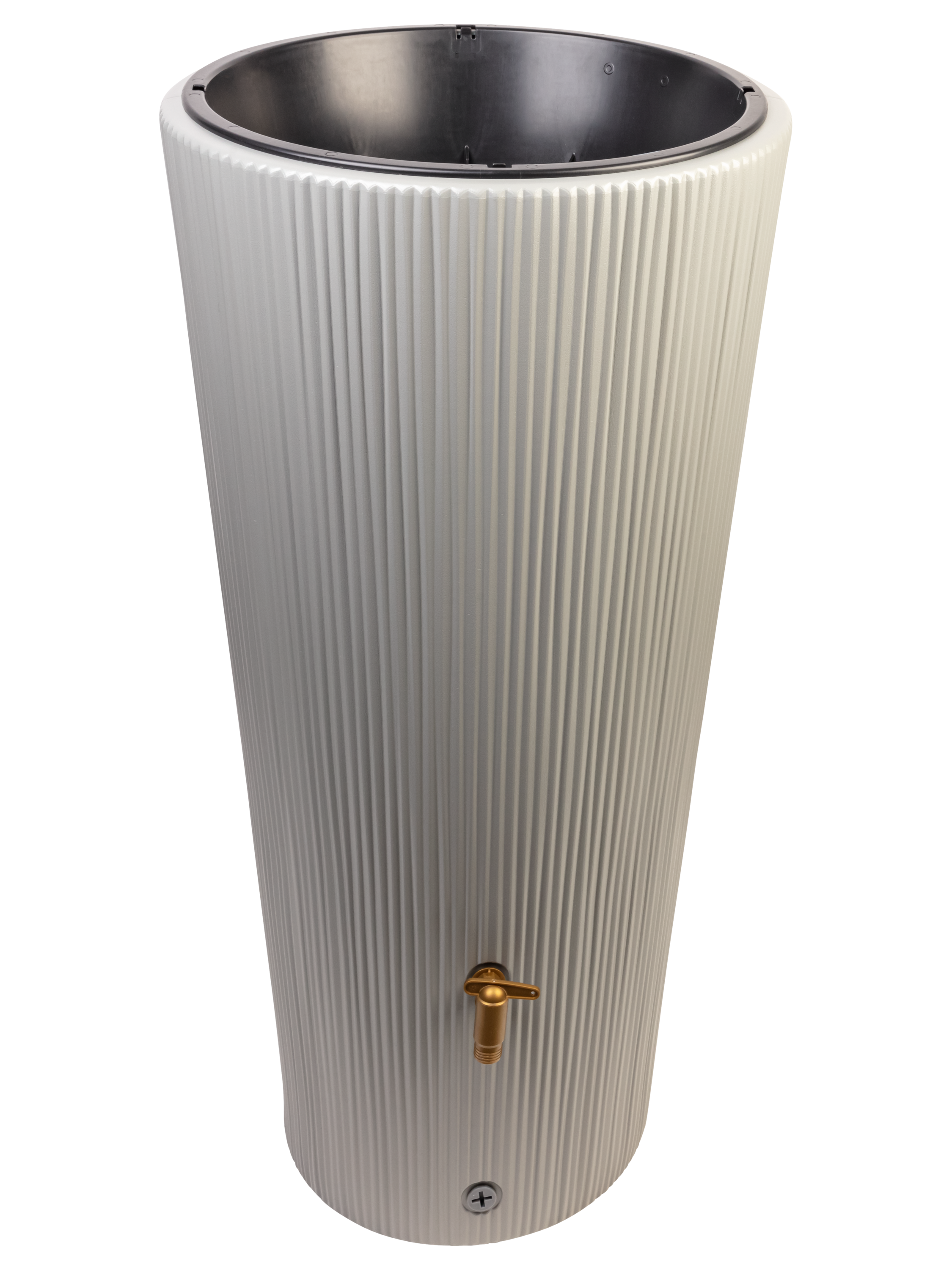 Zbiornik na wodę deszczową 4rain "VASO 2in1 Decor", pojemność 220 litrów, wysokość 120 cm, z donicą na rośliny (Szary ocynk)