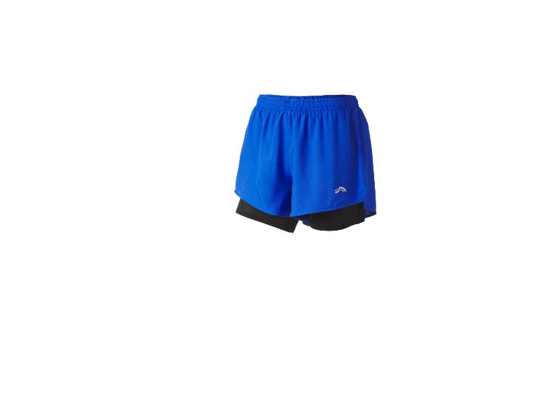 Niebieskie spodenki sportowe z zintegrowanymi czarnymi spodenkami