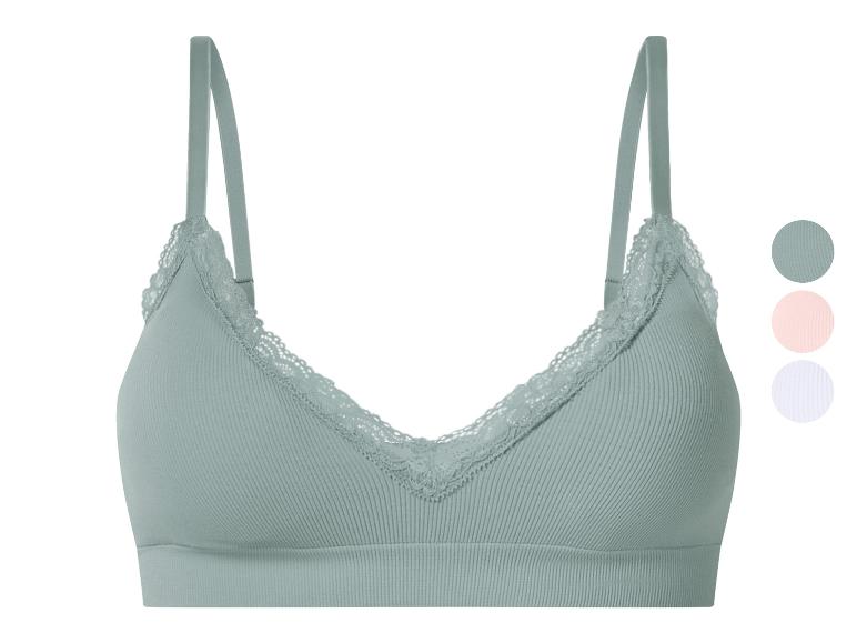 Miękki biustonosz bralette z koronką w kolorze miętowym, dostępny również w różowym i białym.
