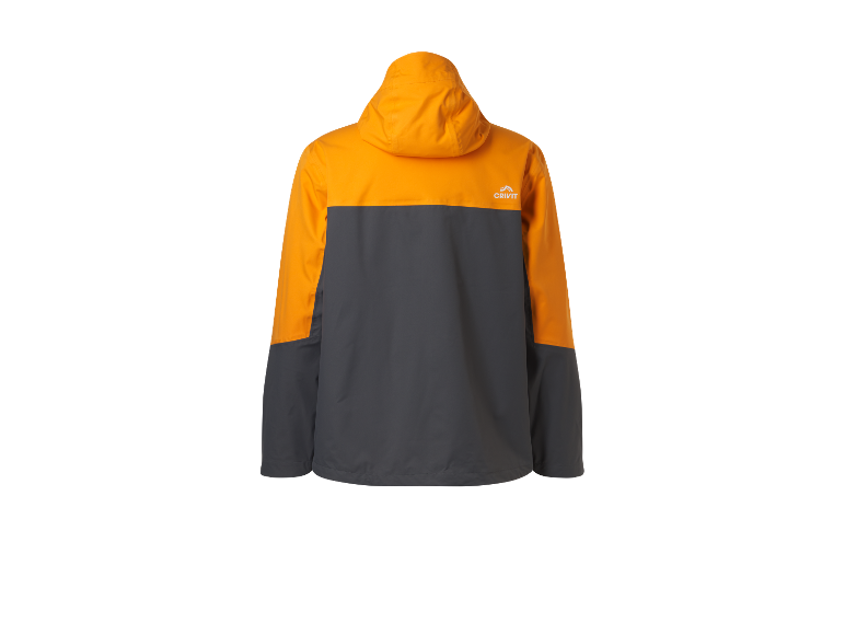 Kurtka narciarska Crivit w kolorze pomarańczowym i szarym, widok z tyłu.