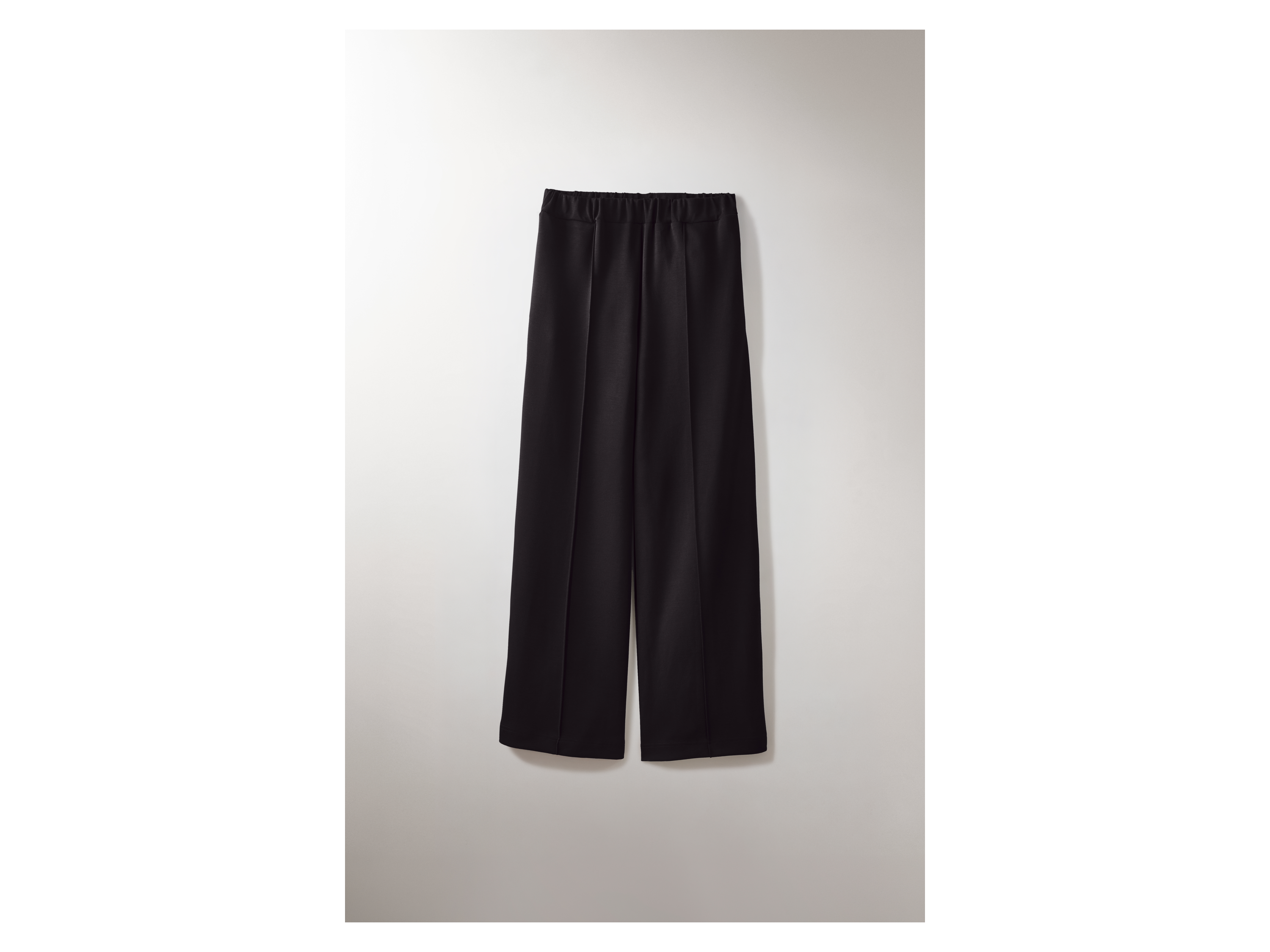 ESMARA® Spodnie damskie scuba wide leg (Czarny, L (44-46))