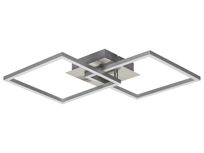 Lampa sufitowa z dwoma zachodzącymi na siebie kwadratowymi światłami LED w szczotkowanym metalu