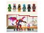 Minifigurki Lego Ninjago i duży czerwono-fioletowy smok z łańcuchową konstrukcją.