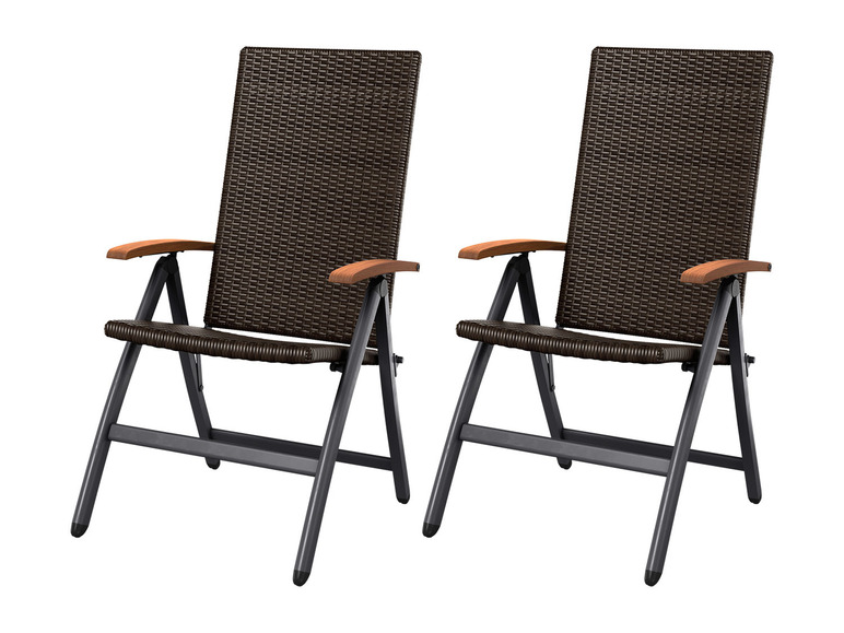 Pełny ekran: LIVARNO home Zestaw 2 aluminiowych foteli ogrodowych Valencia, brązowy - zdjęcie 1