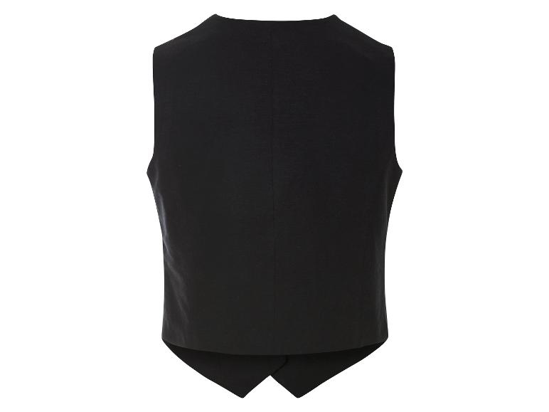 Czarna kamizelka męska, widok z tyłu.