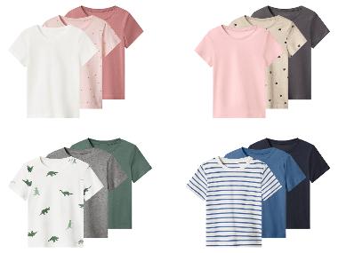 LUPILU® T-shirty dziecięce z bawełną, 3 sztuki