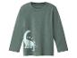 Miętowy T-shirt dziecięcy z długim rękawem z nadrukiem dinozaura i napisem „hey you!”
