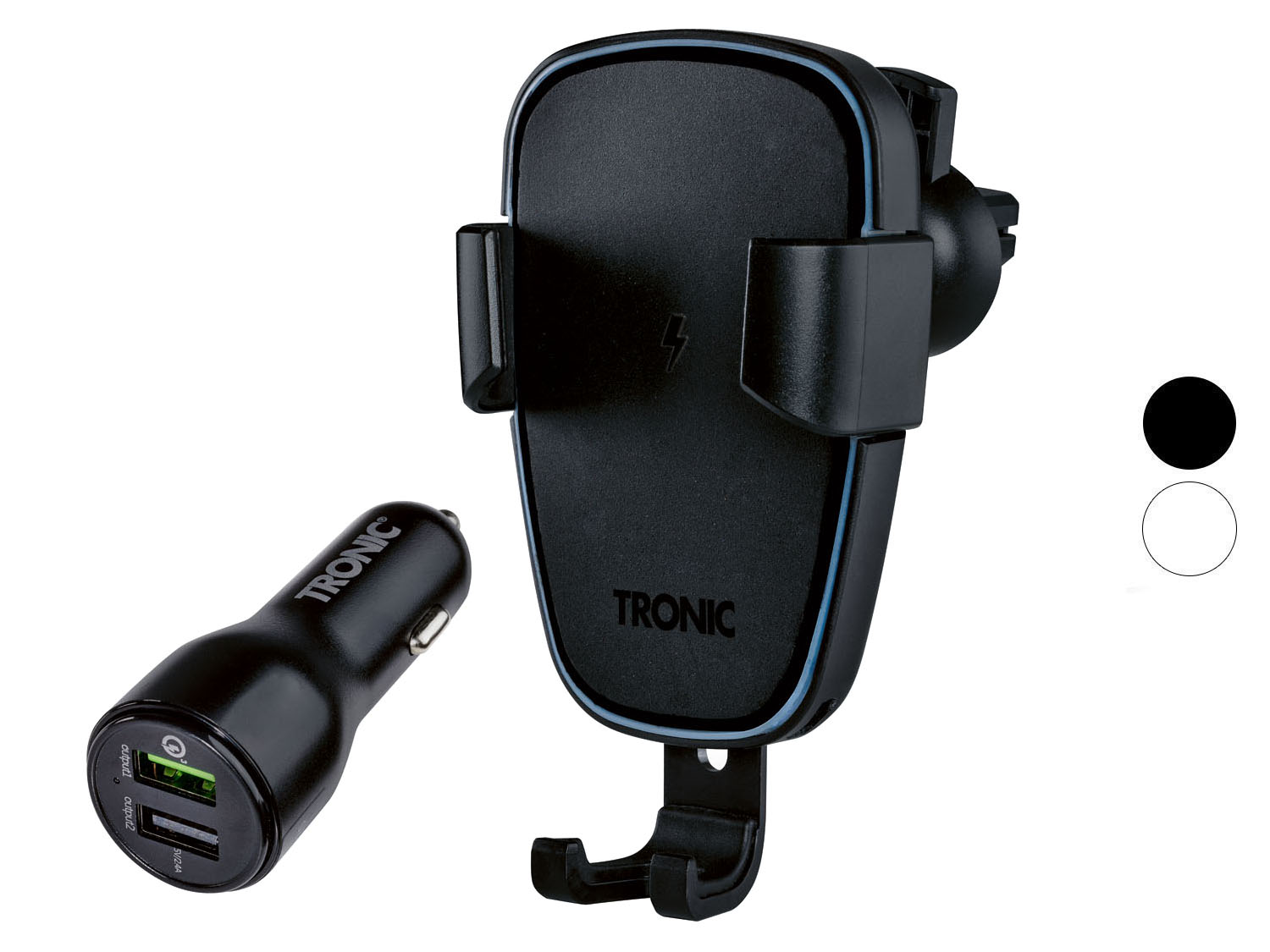 TRONIC® Uchwyt samochodowy na smartfona z ładowarką QI®, 10 W