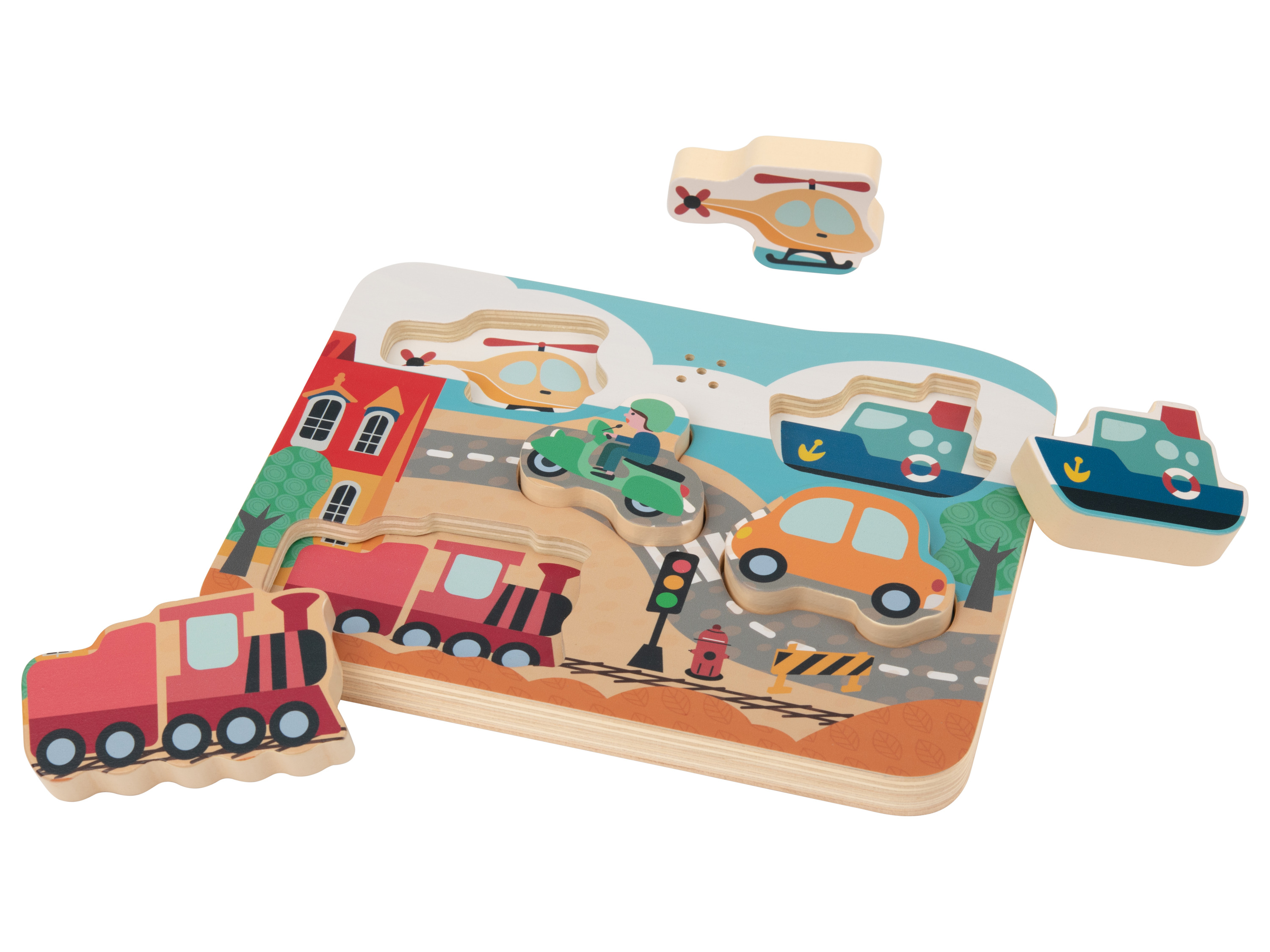 lupilu® Puzzle z efektem dźwiękowym, 6 elementów (Miasto)