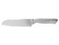 Nóż santoku ze stali nierdzewnej z teksturowaną rękojeścią.