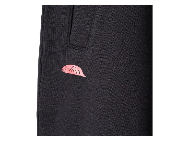 Czarne spodnie dresowe z różowym logo w kształcie fali