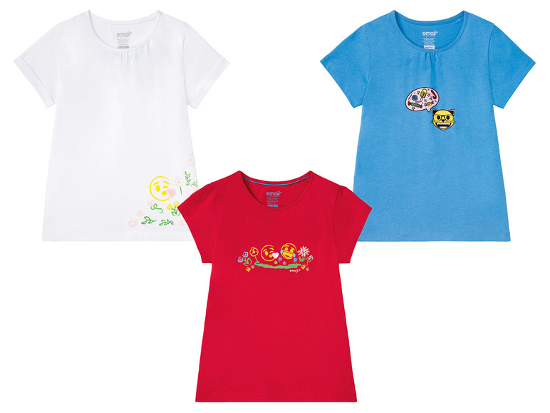Pełny ekran: T-shirt dziewczęcy z biobawełny, z kolekcji Emoji, 1 sztuka - zdjęcie 1