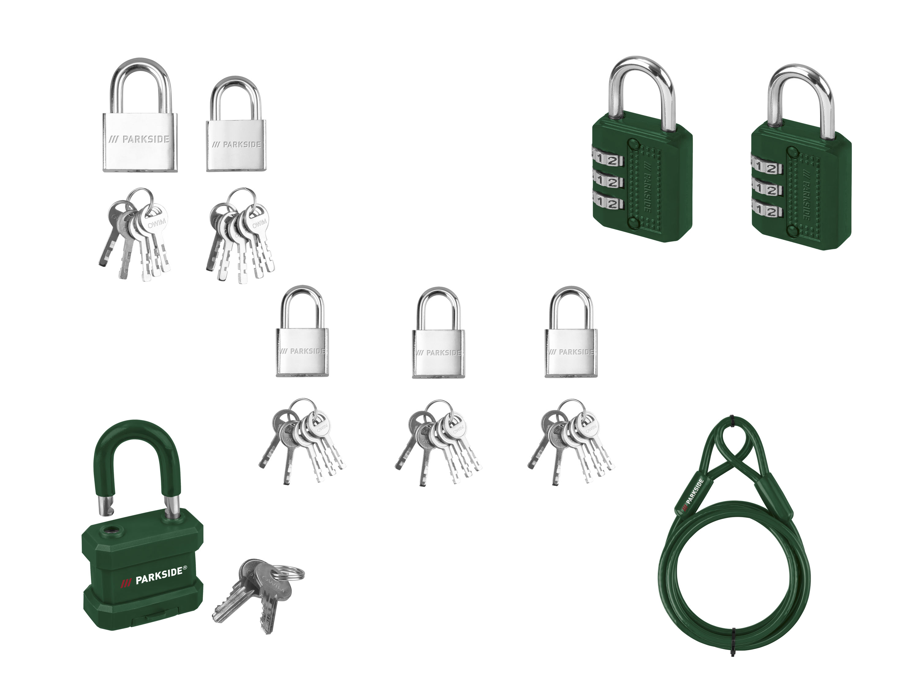 PARKSIDE® Kłódki / Kłódki szyfrowe / Kłódka zewnętrzna / Kłódka z linką stalową