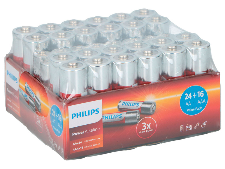 Pełny ekran: PHILIPS Baterie alkaliczne Power, 24 + 16 sztuk - zdjęcie 2