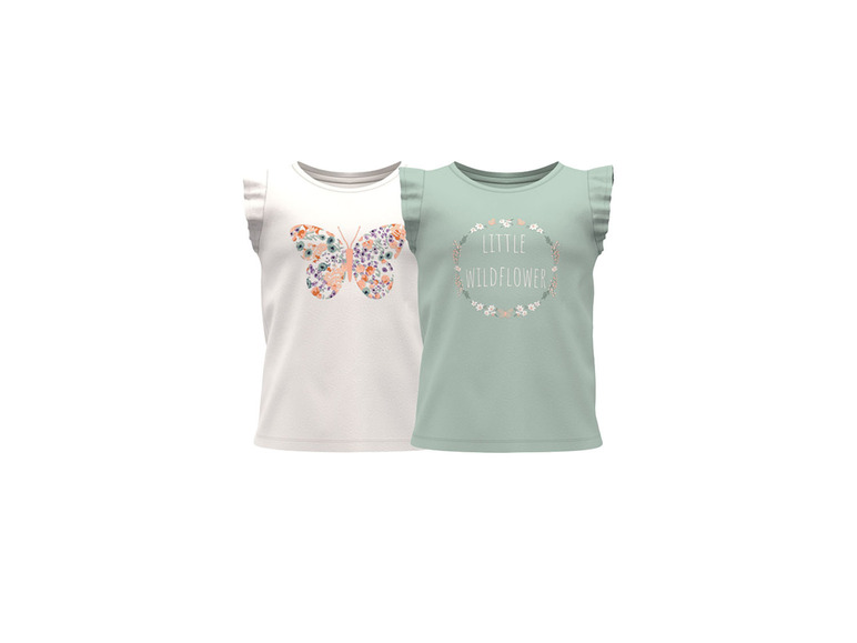 Pełny ekran: lupilu® T-shirt dla małych dziewczynek, 2 szt., z nadrukiem i okrągłym dekoltem - zdjęcie 7