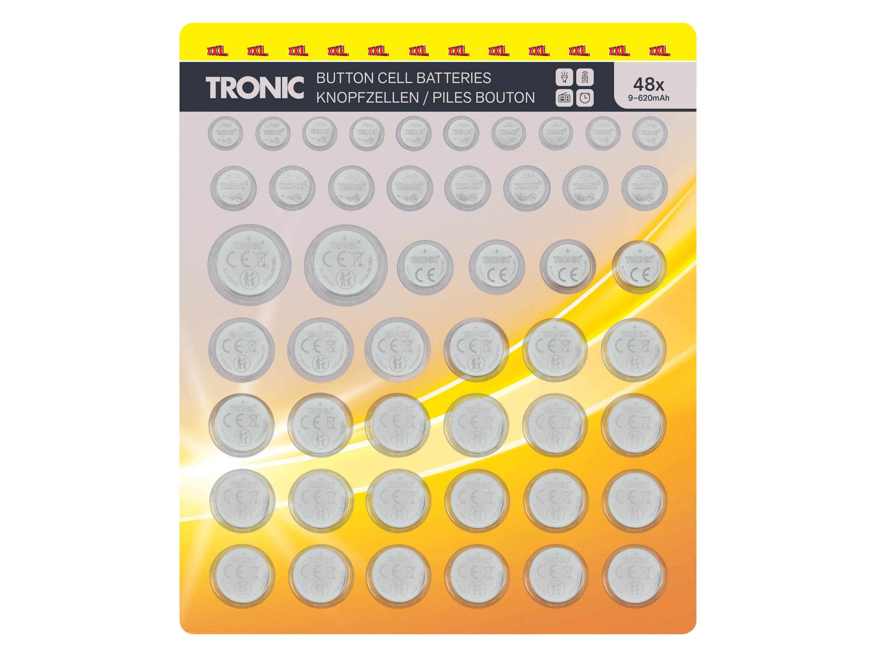 TRONIC® Zestaw baterii guzikowych, 48 sztuk