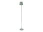 Minimalistyczna lampa podłogowa w jasnozielonym kolorze.