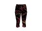 Czarne legginsy sportowe 3/4 z czerwono-zielonym wzorem