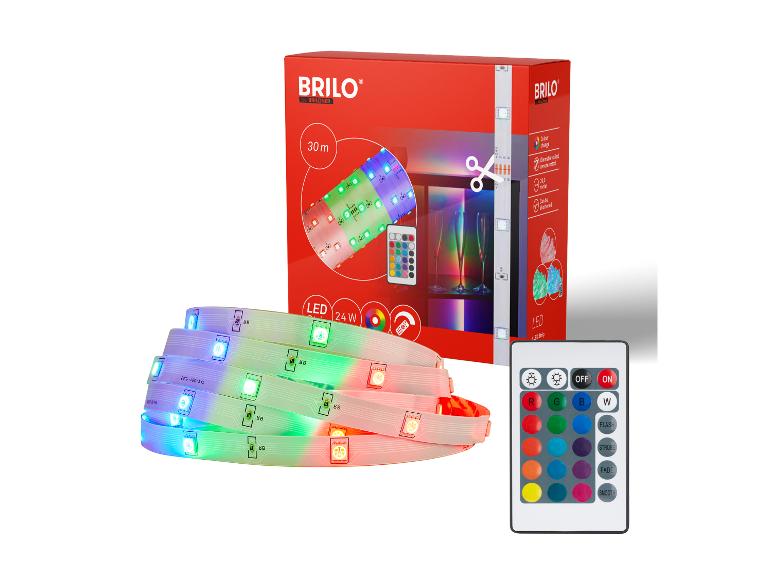 Taśma LED Brilo 30m z pilotem do zmiany koloru i ściemniania.