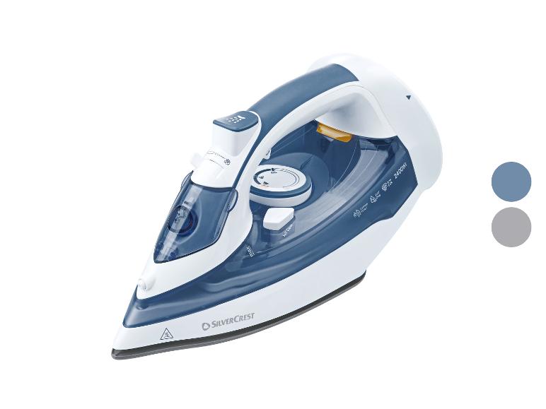 Żelazko parowe Silvercrest w kolorze białym i niebieskim, 2400W.