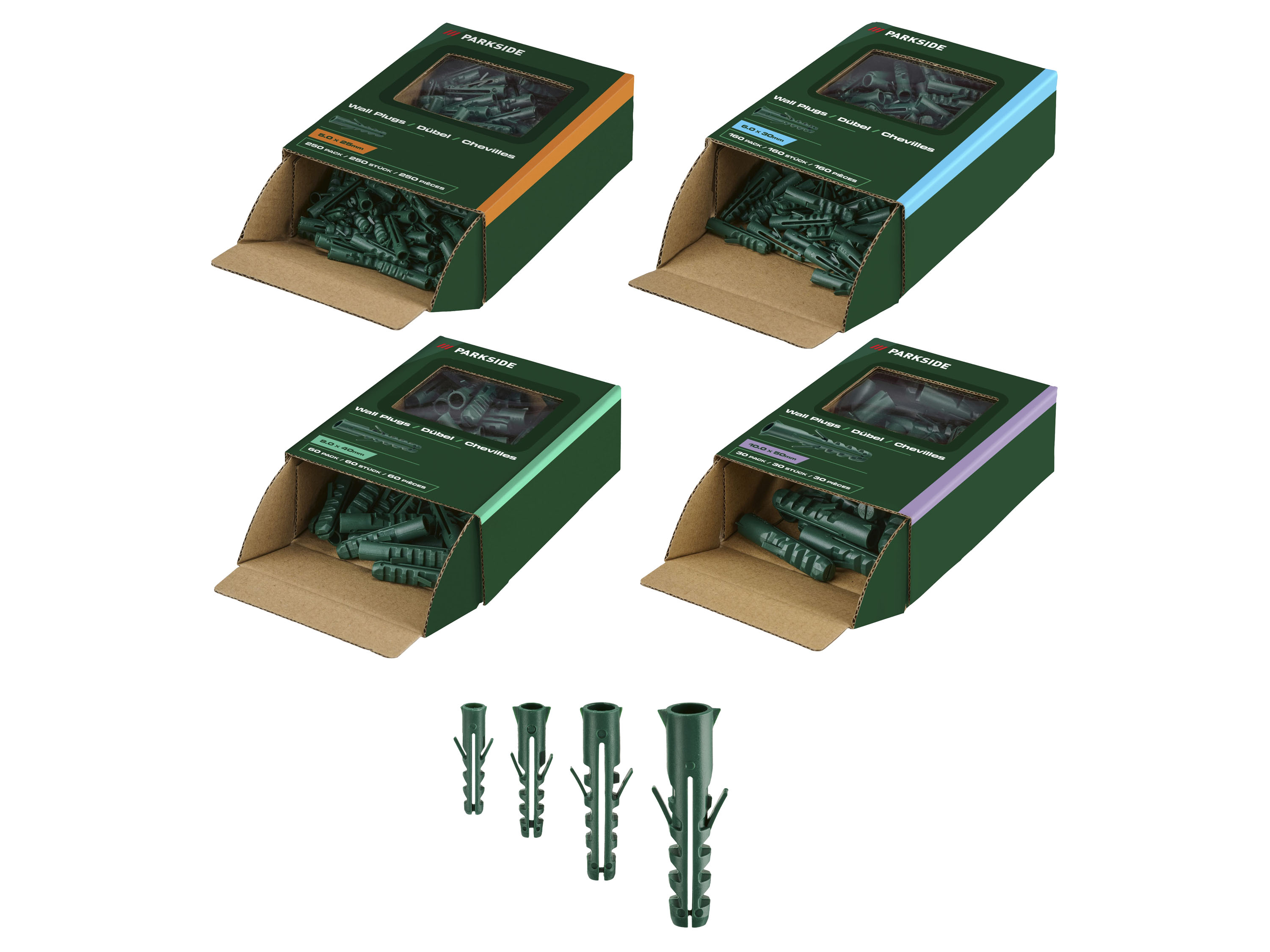 PARKSIDE® Zestaw wkrętów do płyt wiórowych, 420 szt./ Zestaw kołków rozporowych, 500 szt. (Kołki)