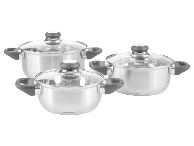SILVERCREST® Zestaw 3 garnków ze stali szlachetnej z pokrywkami