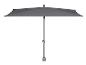 Szary parasol z metalowym drążkiem.