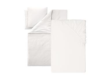 LIVARNO® Zestaw pościeli 160x200 cm z prześcieradłem satynowym z gumką z bawełny i wiskozy bambusowej 140-160x200x27 cm