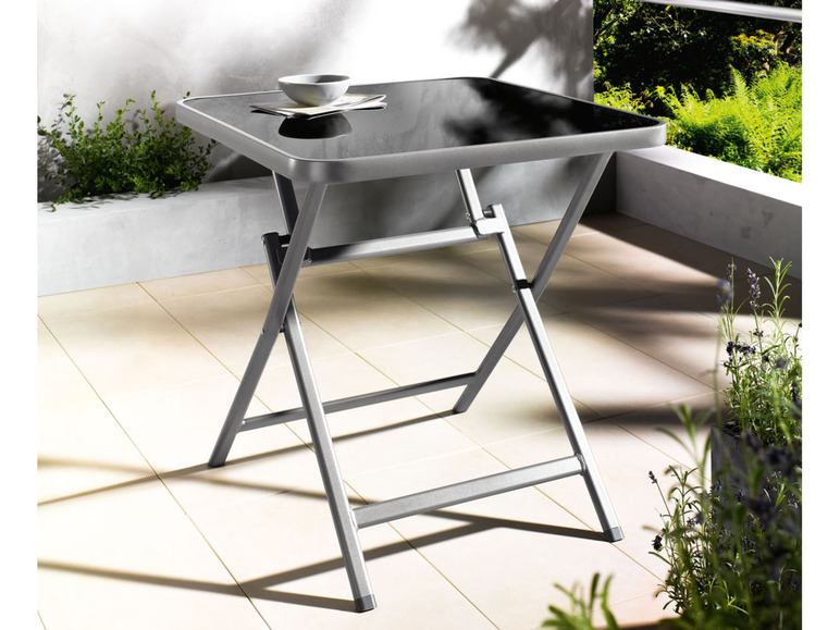 Pełny ekran: LIVARNO home Zestaw aluminiowych mebli ogrodowych Houston (stolik składany + 2 krzesła składane), szary/ srebrny - zdjęcie 9