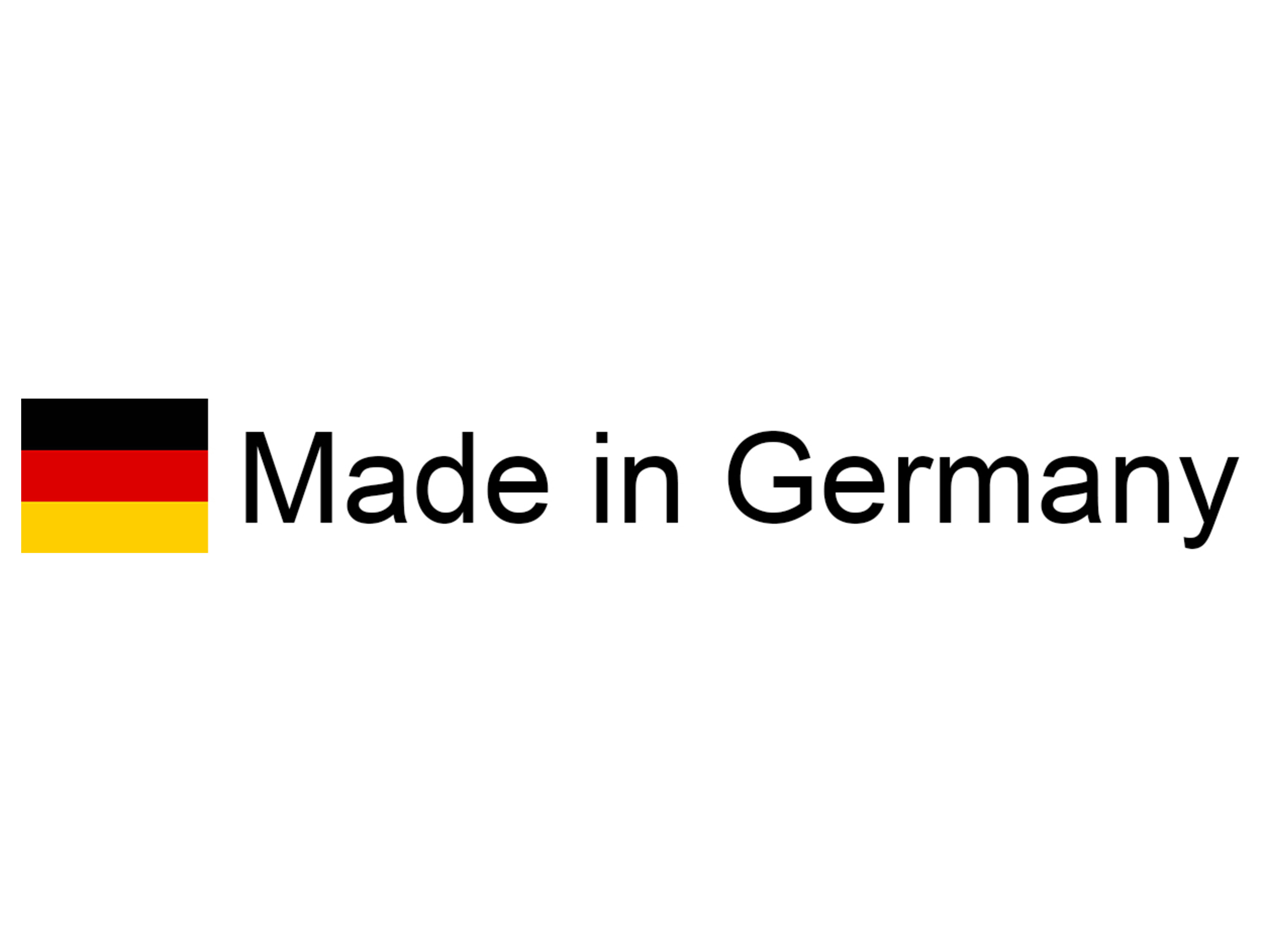 Flaga Niemiec i tekst: Made in Germany.