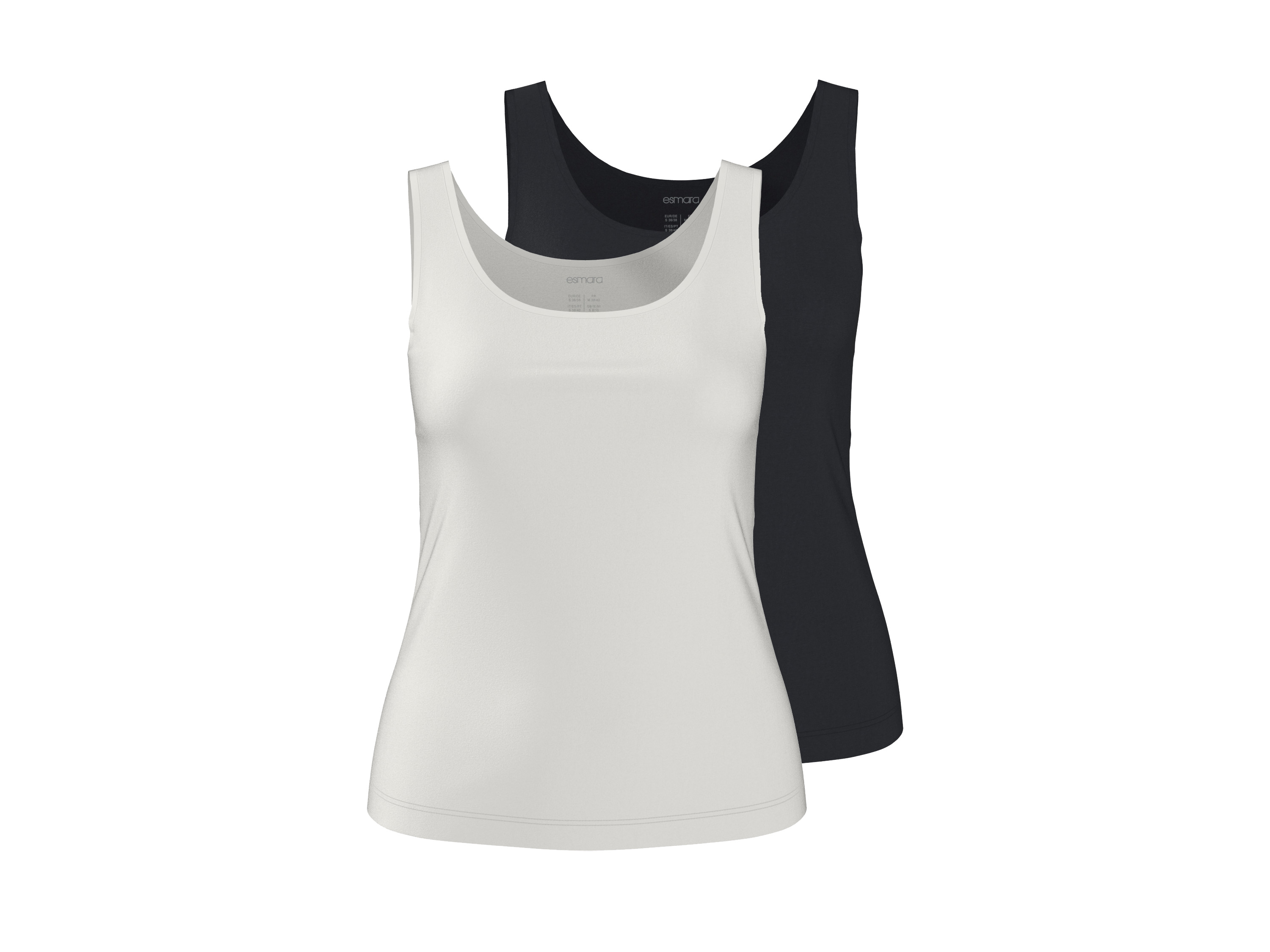 ESMARA® Top damski z bawełną, 2 sztuki 
