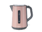 Różowy czajnik SilverCrest z szarym uchwytem.
