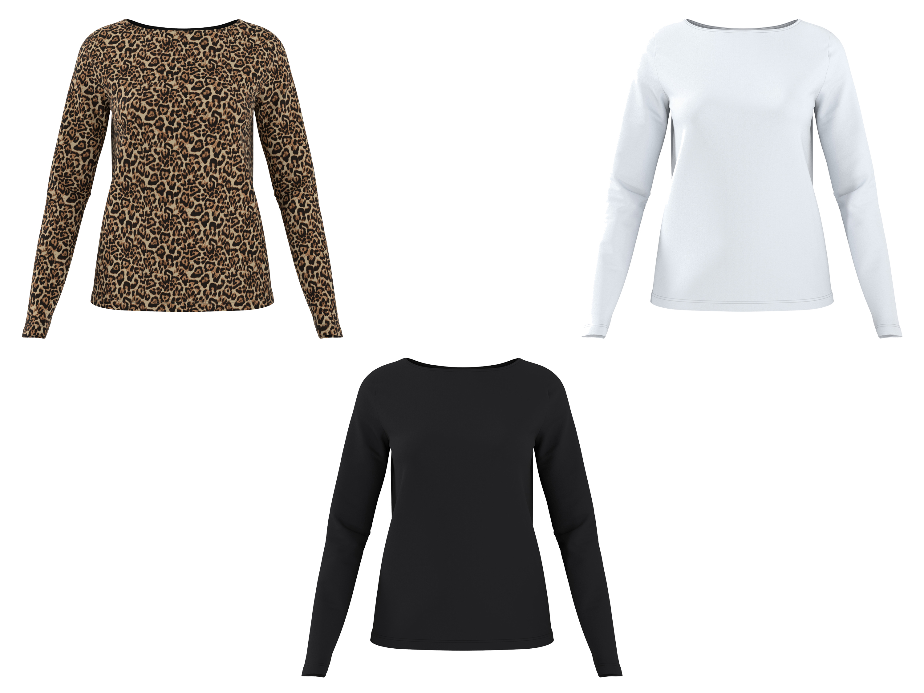 esmara® Koszulka damska z bawełną z długim rękawem