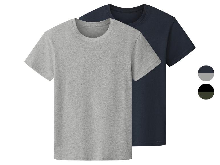 Dwa męskie T-shirty z krótkim rękawem: szary i granatowy, z paletą kolorów.