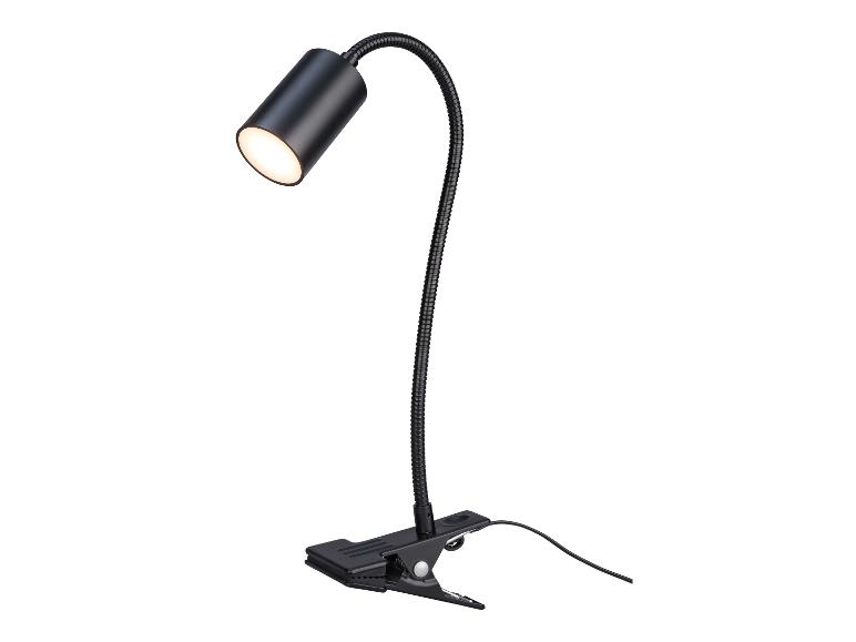 Czarna, elastyczna lampka do czytania z klipsem.