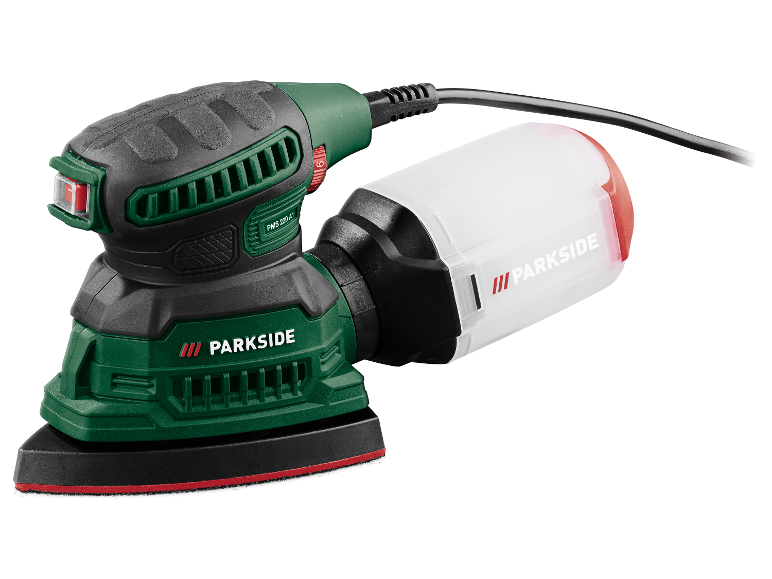 Szlifierka detaliczna Parkside PMS 220 A1 z pojemnikiem na pył.