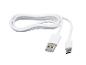 Biały kabel USB-A do USB-C, zwinięty na białym tle.
