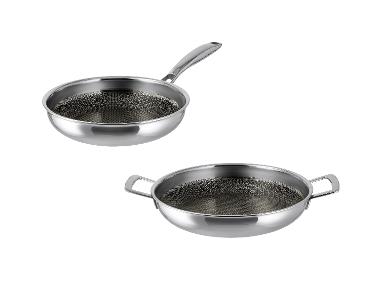 SILVERCREST® Zestaw patelni premium ze stali nierdzewnej: patelnia Ø 24 cm i patelnia do serwowania Ø 28 cm
